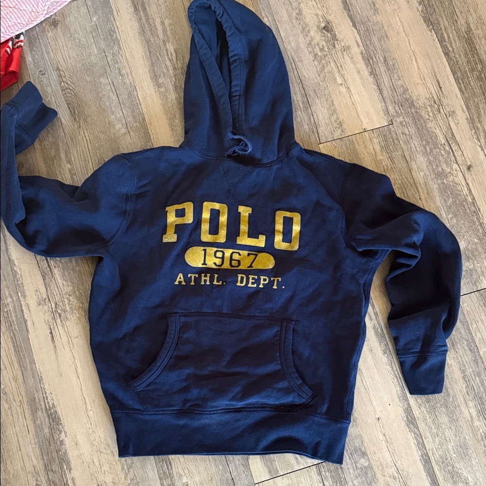 Ralph Lauren navy Hoodie with Yellow Logo